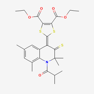 diethyl 2-[2,2,6,8-tetramethyl-1-(2-methylpropanoyl)-3-thioxo-2,3-dihydroquinolin-4(1H)-ylidene]-1,3-dithiole-4,5-dicarboxylate