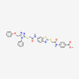 methyl 4-{[({6-[({[5-(phenoxymethyl)-4-phenyl-4H-1,2,4-triazol-3-yl]sulfanyl}acetyl)amino]-1,3-benzothiazol-2-yl}sulfanyl)acetyl]amino}benzoate