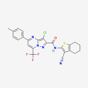 3-chloro-N-(3-cyano-4,5,6,7-tetrahydro-1-benzothiophen-2-yl)-5-(4-methylphenyl)-7-(trifluoromethyl)pyrazolo[1,5-a]pyrimidine-2-carboxamide