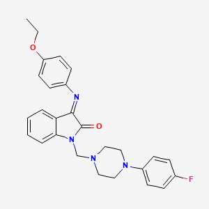 molecular formula C27H27FN4O2 B11525302 (3Z)-3-[(4-ethoxyphenyl)imino]-1-{[4-(4-fluorophenyl)piperazin-1-yl]methyl}-1,3-dihydro-2H-indol-2-one 