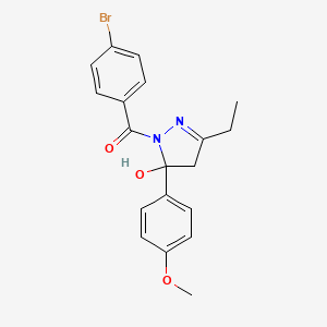 (4-bromophenyl)[3-ethyl-5-hydroxy-5-(4-methoxyphenyl)-4,5-dihydro-1H-pyrazol-1-yl]methanone