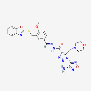 1-(4-amino-1,2,5-oxadiazol-3-yl)-N'-[(E)-{3-[(1,3-benzoxazol-2-ylsulfanyl)methyl]-4-methoxyphenyl}methylidene]-5-(morpholin-4-ylmethyl)-1H-1,2,3-triazole-4-carbohydrazide