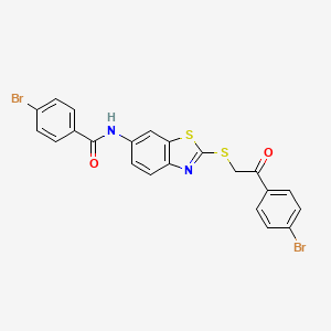 4-bromo-N-(2-{[2-(4-bromophenyl)-2-oxoethyl]sulfanyl}-1,3-benzothiazol-6-yl)benzamide