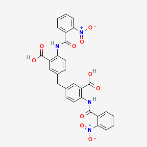 molecular formula C29H20N4O10 B11525378 Benzoic acid, 3,3'-methylenebis[6-[(2-nitrobenzoyl)amino]- CAS No. 144334-82-7