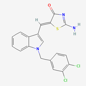 molecular formula C19H13Cl2N3OS B11525398 (5Z)-5-{[1-(3,4-dichlorobenzyl)-1H-indol-3-yl]methylidene}-2-imino-1,3-thiazolidin-4-one 