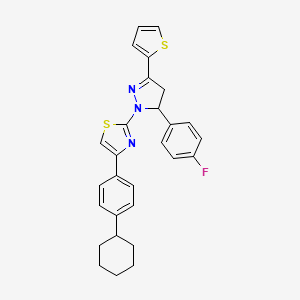 4-(4-cyclohexylphenyl)-2-[5-(4-fluorophenyl)-3-(thiophen-2-yl)-4,5-dihydro-1H-pyrazol-1-yl]-1,3-thiazole