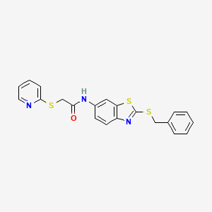 N-[2-(benzylsulfanyl)-1,3-benzothiazol-6-yl]-2-(pyridin-2-ylsulfanyl)acetamide