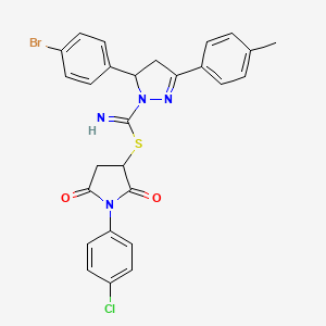 1-(4-chlorophenyl)-2,5-dioxopyrrolidin-3-yl 5-(4-bromophenyl)-3-(4-methylphenyl)-4,5-dihydro-1H-pyrazole-1-carbimidothioate