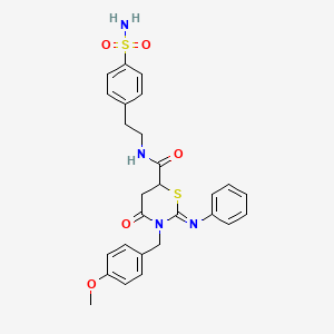 (2Z)-3-(4-methoxybenzyl)-4-oxo-2-(phenylimino)-N-[2-(4-sulfamoylphenyl)ethyl]-1,3-thiazinane-6-carboxamide