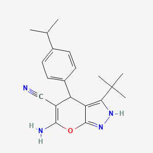 6-Amino-3-tert-butyl-4-[4-(propan-2-yl)phenyl]-1,4-dihydropyrano[2,3-c]pyrazole-5-carbonitrile