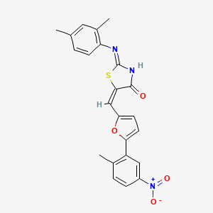 molecular formula C23H19N3O4S B11525512 (2Z,5E)-2-[(2,4-dimethylphenyl)imino]-5-{[5-(2-methyl-5-nitrophenyl)furan-2-yl]methylidene}-1,3-thiazolidin-4-one 