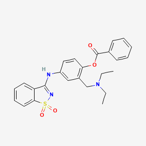 2-[(Diethylamino)methyl]-4-[(1,1-dioxido-1,2-benzothiazol-3-yl)amino]phenyl benzoate