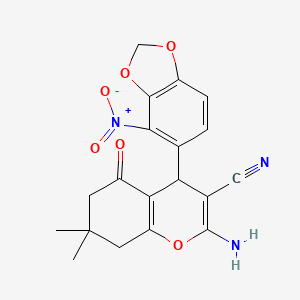 2-amino-7,7-dimethyl-4-(4-nitro-1,3-benzodioxol-5-yl)-5-oxo-5,6,7,8-tetrahydro-4H-chromene-3-carbonitrile