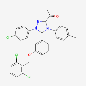 1-[1-(4-chlorophenyl)-5-{3-[(2,6-dichlorobenzyl)oxy]phenyl}-4-(4-methylphenyl)-4,5-dihydro-1H-1,2,4-triazol-3-yl]ethanone