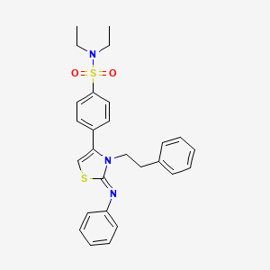 molecular formula C27H29N3O2S2 B11525615 N,N-diethyl-4-[(2Z)-3-(2-phenylethyl)-2-(phenylimino)-2,3-dihydro-1,3-thiazol-4-yl]benzenesulfonamide 