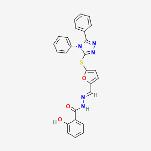 N'-[(E)-{5-[(4,5-diphenyl-4H-1,2,4-triazol-3-yl)sulfanyl]furan-2-yl}methylidene]-2-hydroxybenzohydrazide