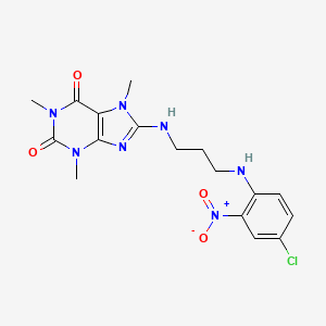 8-({3-[(4-chloro-2-nitrophenyl)amino]propyl}amino)-1,3,7-trimethyl-3,7-dihydro-1H-purine-2,6-dione