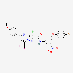 molecular formula C27H16BrClF3N5O5 B11525696 N-[3-(4-bromophenoxy)-5-nitrophenyl]-3-chloro-5-(4-methoxyphenyl)-7-(trifluoromethyl)pyrazolo[1,5-a]pyrimidine-2-carboxamide 