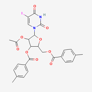 molecular formula C27H25IN2O9 B11525754 1-{2-O-acetyl-3,5-bis-O-[(4-methylphenyl)carbonyl]pentofuranosyl}-5-iodopyrimidine-2,4(1H,3H)-dione 