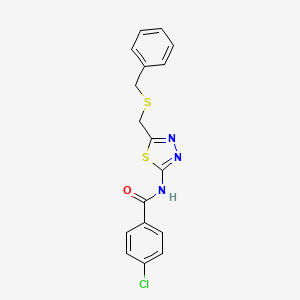 N-{5-[(benzylsulfanyl)methyl]-1,3,4-thiadiazol-2-yl}-4-chlorobenzamide