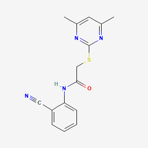 molecular formula C15H14N4OS B11525776 N-(2-cyanophenyl)-2-[(4,6-dimethylpyrimidin-2-yl)sulfanyl]acetamide 