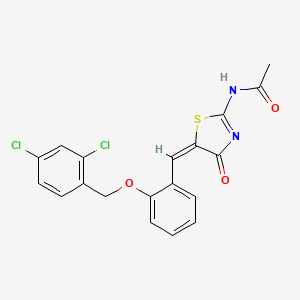 N-[(2E,5E)-5-{2-[(2,4-dichlorobenzyl)oxy]benzylidene}-4-oxo-1,3-thiazolidin-2-ylidene]acetamide