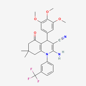 2-Amino-7,7-dimethyl-5-oxo-1-[3-(trifluoromethyl)phenyl]-4-(3,4,5-trimethoxyphenyl)-1,4,5,6,7,8-hexahydroquinoline-3-carbonitrile