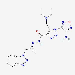 1-(4-amino-1,2,5-oxadiazol-3-yl)-N'-[(2E)-1-(1H-benzotriazol-1-yl)propan-2-ylidene]-5-[(diethylamino)methyl]-1H-1,2,3-triazole-4-carbohydrazide