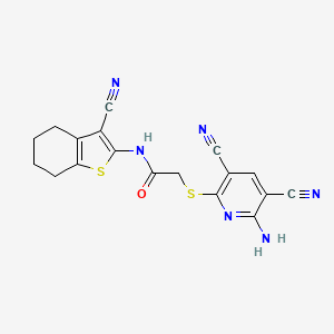 2-[(6-amino-3,5-dicyanopyridin-2-yl)sulfanyl]-N-(3-cyano-4,5,6,7-tetrahydro-1-benzothiophen-2-yl)acetamide