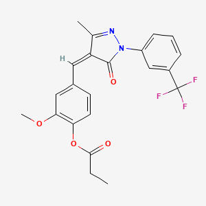 2-methoxy-4-[(Z)-{3-methyl-5-oxo-1-[3-(trifluoromethyl)phenyl]-1,5-dihydro-4H-pyrazol-4-ylidene}methyl]phenyl propanoate