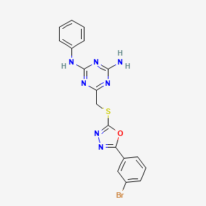 6-({[5-(3-bromophenyl)-1,3,4-oxadiazol-2-yl]sulfanyl}methyl)-N-phenyl-1,3,5-triazine-2,4-diamine