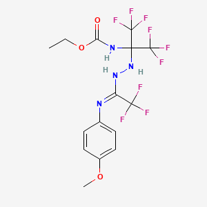 Carbamic acid, N-[1-[2-[1-(4-methoxyphenylimino)-2,2,2-trifluoroethyl]hydrazino]-2,2,2-trifluoro-1-(trifluoromethyl)ethyl]-