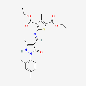 diethyl 5-({(Z)-[1-(2,4-dimethylphenyl)-3-methyl-5-oxo-1,5-dihydro-4H-pyrazol-4-ylidene]methyl}amino)-3-methylthiophene-2,4-dicarboxylate