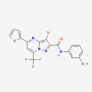 3-bromo-5-(furan-2-yl)-N-(3-hydroxyphenyl)-7-(trifluoromethyl)pyrazolo[1,5-a]pyrimidine-2-carboxamide