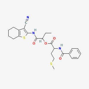 1-[(3-Cyano-4,5,6,7-tetrahydro-1-benzothiophen-2-YL)carbamoyl]propyl 4-(methylsulfanyl)-2-(phenylformamido)butanoate