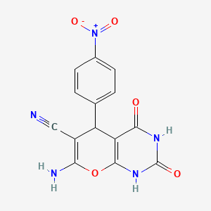 7-amino-5-(4-nitrophenyl)-2,4-dioxo-1,3,4,5-tetrahydro-2H-pyrano[2,3-d]pyrimidine-6-carbonitrile