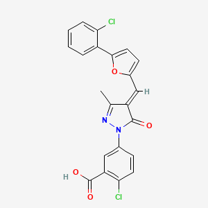 2-chloro-5-[(4E)-4-{[5-(2-chlorophenyl)furan-2-yl]methylidene}-3-methyl-5-oxo-4,5-dihydro-1H-pyrazol-1-yl]benzoic acid