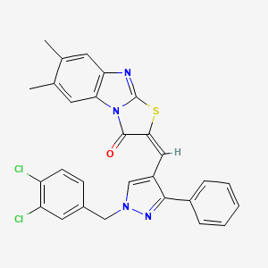 (2E)-2-{[1-(3,4-dichlorobenzyl)-3-phenyl-1H-pyrazol-4-yl]methylidene}-6,7-dimethyl[1,3]thiazolo[3,2-a]benzimidazol-3(2H)-one