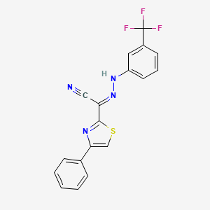 (2E)-(4-phenyl-1,3-thiazol-2-yl){2-[3-(trifluoromethyl)phenyl]hydrazinylidene}ethanenitrile