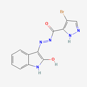 4-Bromo-N'-[(3E)-2-oxo-1,2-dihydro-3H-indol-3-ylidene]-1H-pyrazole-5-carbohydrazide