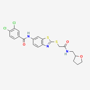 3,4-dichloro-N-[2-({2-oxo-2-[(tetrahydrofuran-2-ylmethyl)amino]ethyl}sulfanyl)-1,3-benzothiazol-6-yl]benzamide