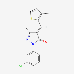 (4E)-2-(3-chlorophenyl)-5-methyl-4-[(3-methylthiophen-2-yl)methylidene]-2,4-dihydro-3H-pyrazol-3-one