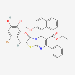 molecular formula C34H27BrN2O6S B11526492 ethyl (2E)-2-(2-bromo-4-hydroxy-5-methoxybenzylidene)-5-(2-methoxynaphthalen-1-yl)-3-oxo-7-phenyl-2,3-dihydro-5H-[1,3]thiazolo[3,2-a]pyrimidine-6-carboxylate 