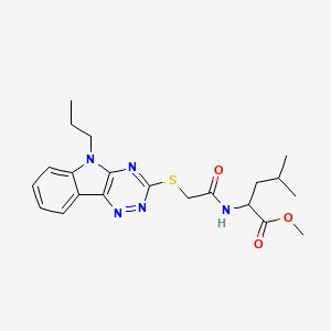 molecular formula C21H27N5O3S B11526622 methyl N-{[(5-propyl-5H-[1,2,4]triazino[5,6-b]indol-3-yl)sulfanyl]acetyl}leucinate 