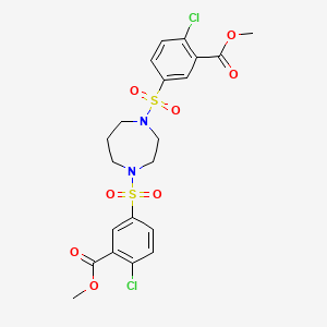 molecular formula C21H22Cl2N2O8S2 B11526855 Dimethyl 3,3'-(1,4-diazepane-1,4-diyldisulfonyl)bis(6-chlorobenzoate) 