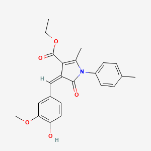 molecular formula C23H23NO5 B11526921 ethyl (4Z)-4-(4-hydroxy-3-methoxybenzylidene)-2-methyl-1-(4-methylphenyl)-5-oxo-4,5-dihydro-1H-pyrrole-3-carboxylate 