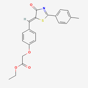 molecular formula C21H19NO4S B11527038 ethyl (4-{(Z)-[2-(4-methylphenyl)-4-oxo-1,3-thiazol-5(4H)-ylidene]methyl}phenoxy)acetate 