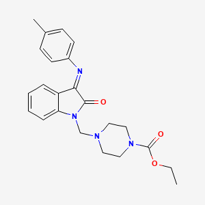 molecular formula C23H26N4O3 B11527068 Ethyl 4-{[(3Z)-3-[(4-methylphenyl)imino]-2-oxo-2,3-dihydro-1H-indol-1-YL]methyl}piperazine-1-carboxylate 