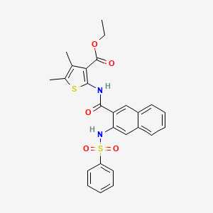 molecular formula C26H24N2O5S2 B11527195 Ethyl 4,5-dimethyl-2-[({3-[(phenylsulfonyl)amino]naphthalen-2-yl}carbonyl)amino]thiophene-3-carboxylate 