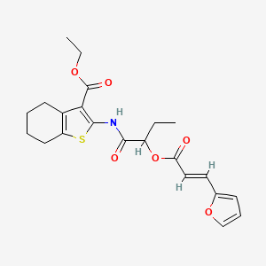 molecular formula C22H25NO6S B11527212 ethyl 2-[(2-{[(2E)-3-(furan-2-yl)prop-2-enoyl]oxy}butanoyl)amino]-4,5,6,7-tetrahydro-1-benzothiophene-3-carboxylate 